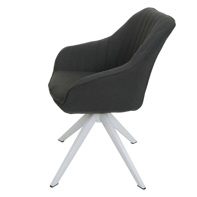 Chaise de salle à manger x1 avec accoudoir pivotante tissu/textile gris foncé 04_0006322