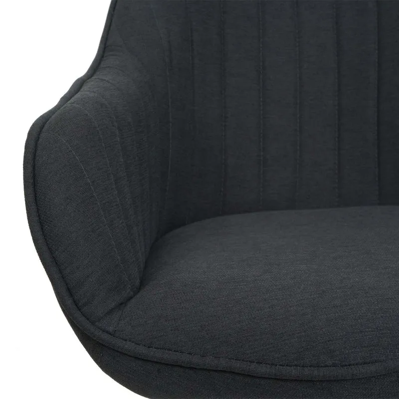 Chaise de salle à manger x1 avec accoudoir pivotante tissu/textile gris foncé 04_0006322