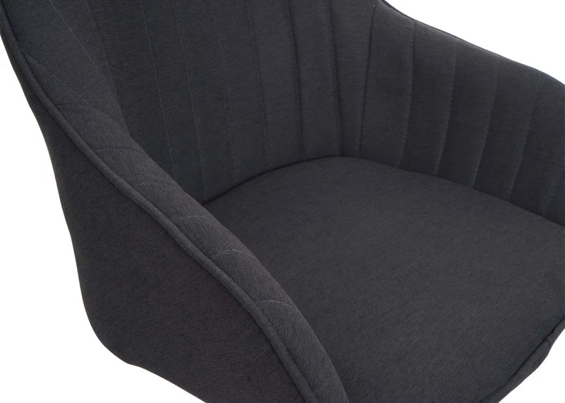 Chaise de salle à manger x1 avec accoudoir pivotante tissu/textile gris foncé 04_0006322