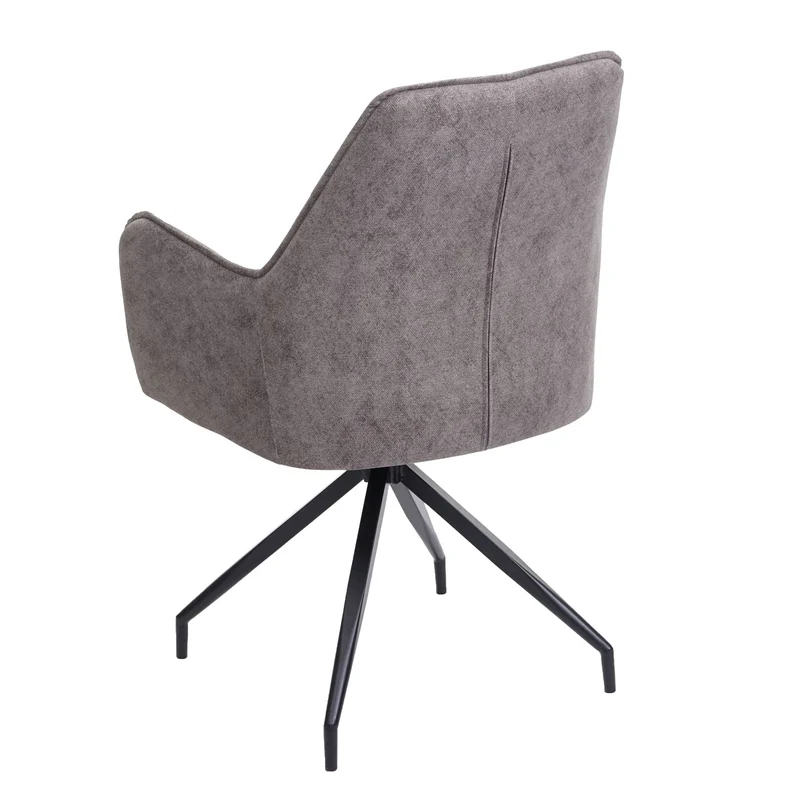 Chaise de salle à manger rembourrée avec accoudoirs en tissu/textile métal gris foncé 04_0006319