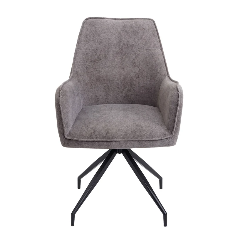 Chaise de salle à manger rembourrée avec accoudoirs en tissu/textile métal gris foncé 04_0006319