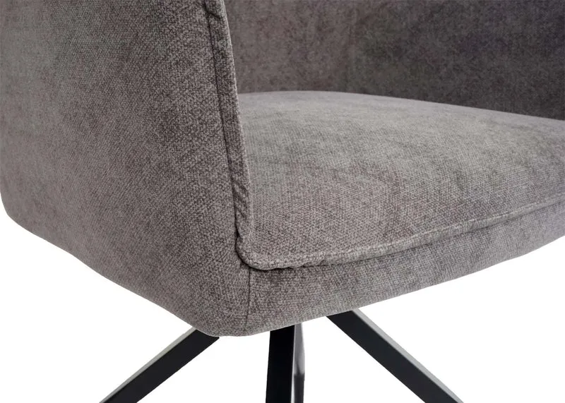 Chaise de salle à manger rembourrée avec accoudoirs en tissu/textile métal gris foncé 04_0006319