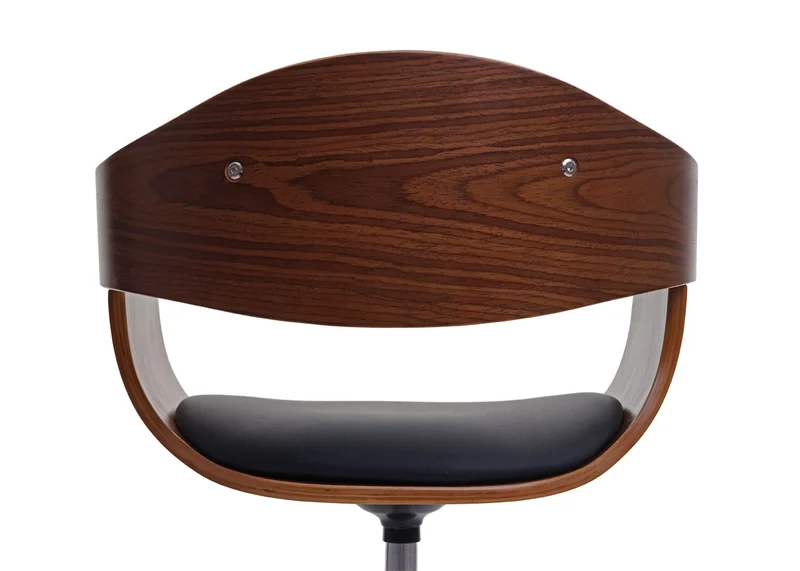 Chaise de salle à manger réglable en hauteur pivotant bois courbé aspect noyer PVC noir 04_0006312