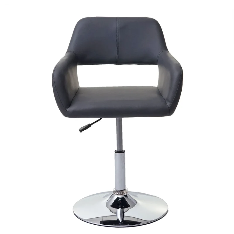 Chaise de salle à manger x1 design rétro hauteur réglable en PVC gris piètement chromé 04_0006303
