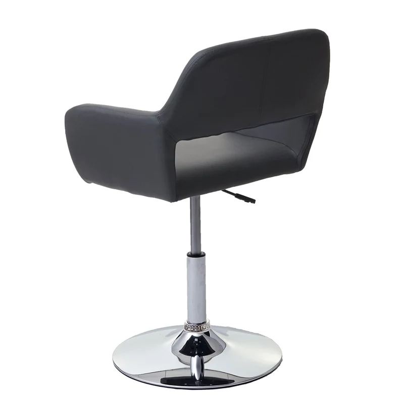 Chaise de salle à manger x1 design rétro hauteur réglable en PVC gris piètement chromé 04_0006303