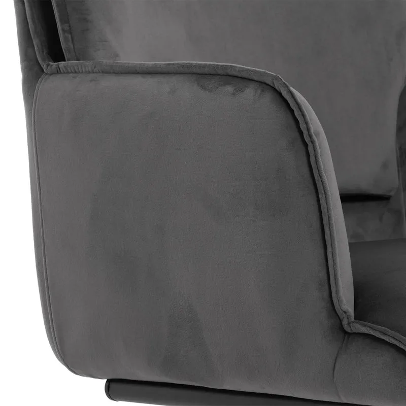 Chaise de salle à manger x1 design moderne en tissu gris foncé cadre en fer 04_0006301