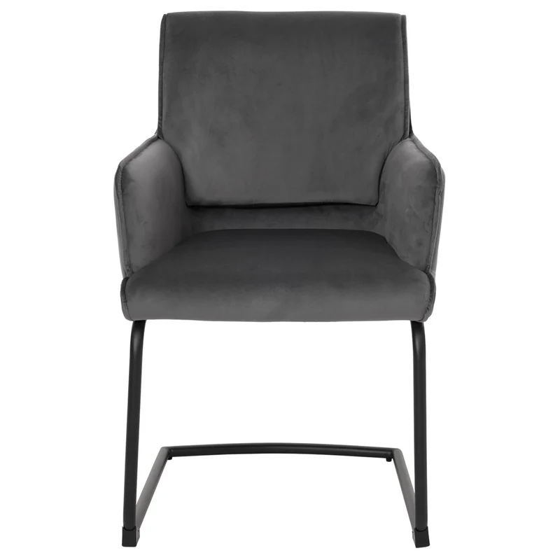 Chaise de salle à manger x1 design moderne en tissu gris foncé cadre en fer 04_0006301