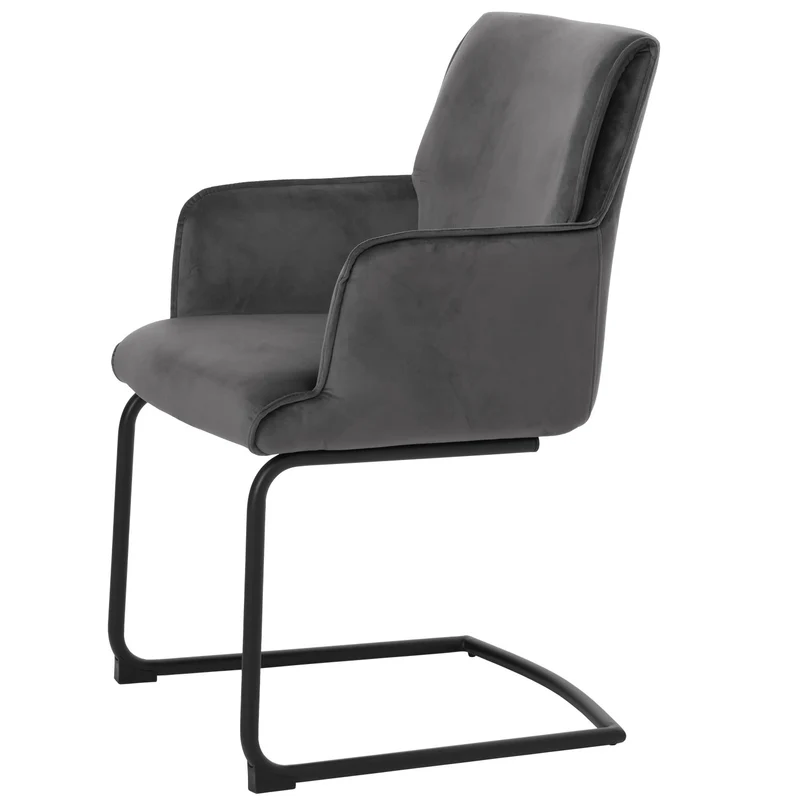 Chaise de salle à manger x1 design moderne en tissu gris foncé cadre en fer 04_0006301