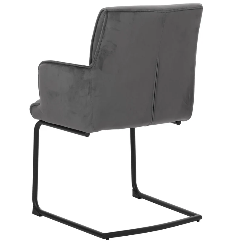 Chaise de salle à manger x1 design moderne en tissu gris foncé cadre en fer 04_0006301