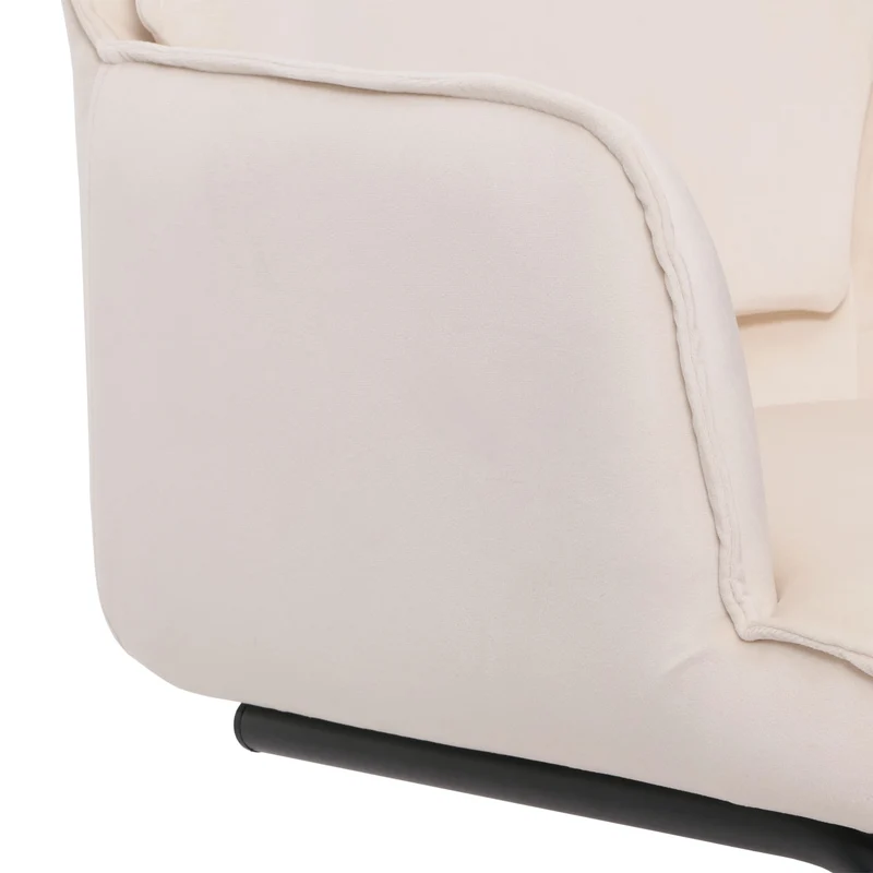 Chaise de salle à manger x1 design moderne en tissu crème-beige cadre en fer 04_0006300