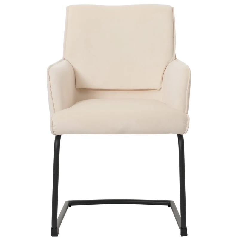 Chaise de salle à manger x1 design moderne en tissu crème-beige cadre en fer 04_0006300