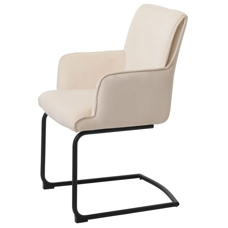Chaise de salle à manger x1 design moderne en tissu crème-beige cadre en fer 04_0006300