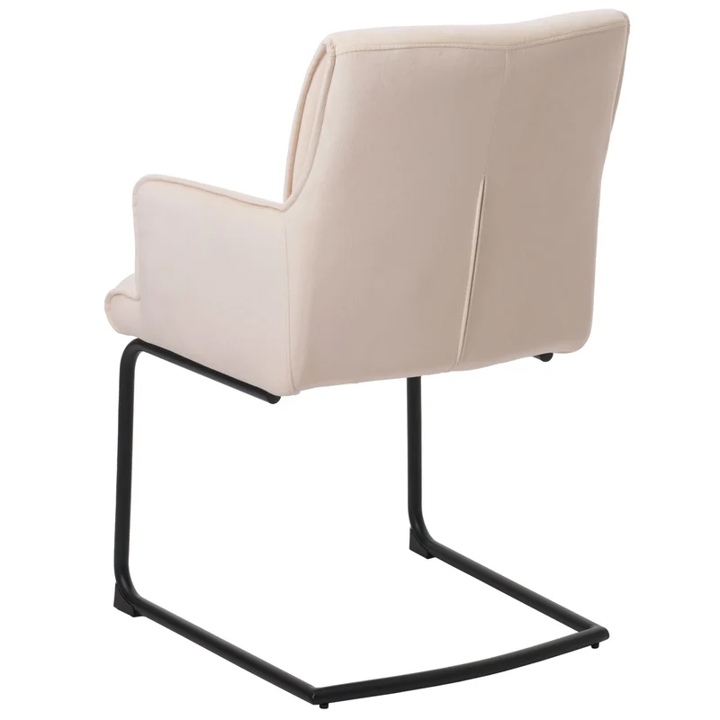 Chaise de salle à manger x1 design moderne en tissu crème-beige cadre en fer 04_0006300