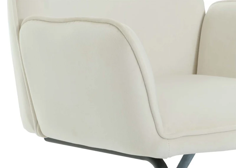 Chaise de salle à manger x1 avec accoudoirs en tissu beige crème 04_0006296