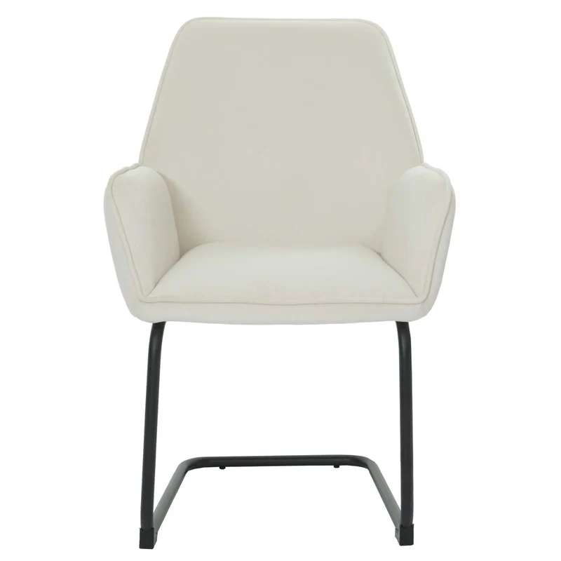 Chaise de salle à manger x1 avec accoudoirs en tissu beige crème 04_0006296