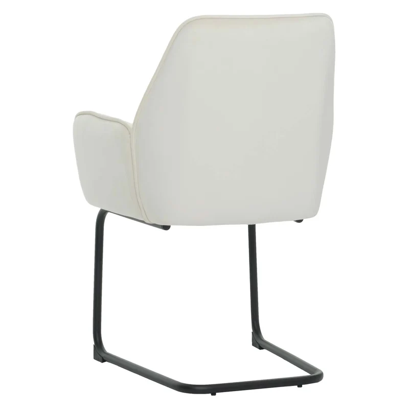 Chaise de salle à manger x1 avec accoudoirs en tissu beige crème 04_0006296