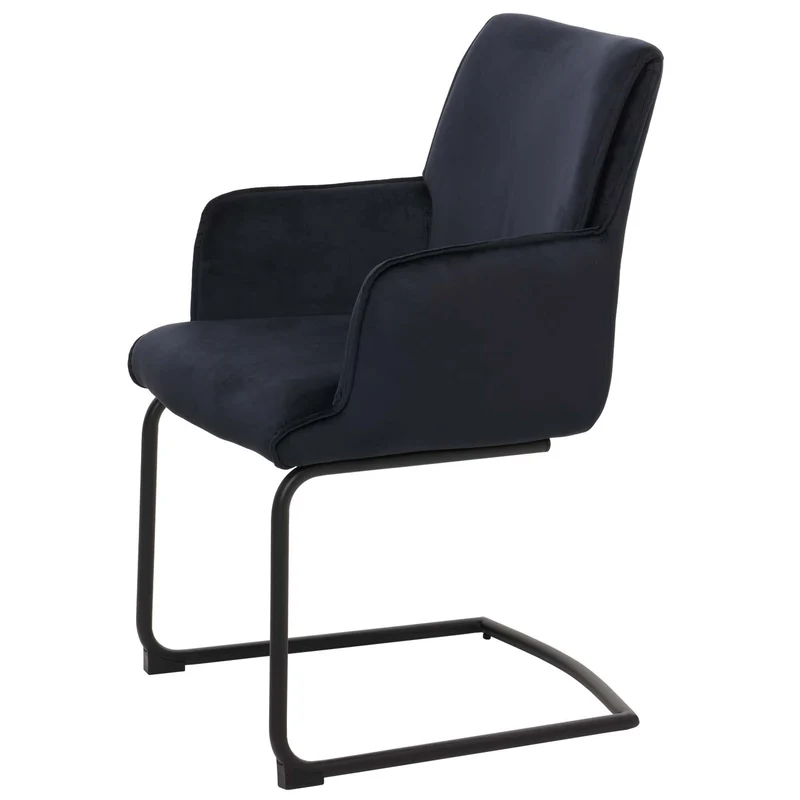 Chaise de salle à manger avec accoudoirs en tissu anthracite-bleu coins arrondis 04_0006299