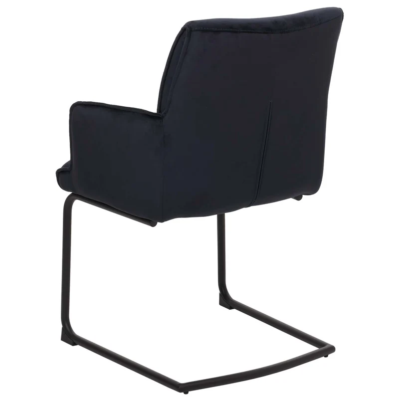 Chaise de salle à manger avec accoudoirs en tissu anthracite-bleu coins arrondis 04_0006299