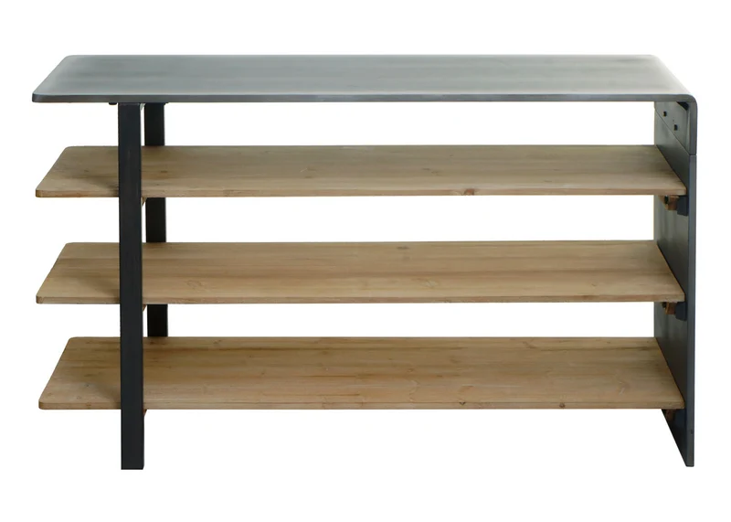 Etagère de séjour bibliothèque étagère à chaussures buffet en bois massif design industriel 72x119x40 cm 04_0006786