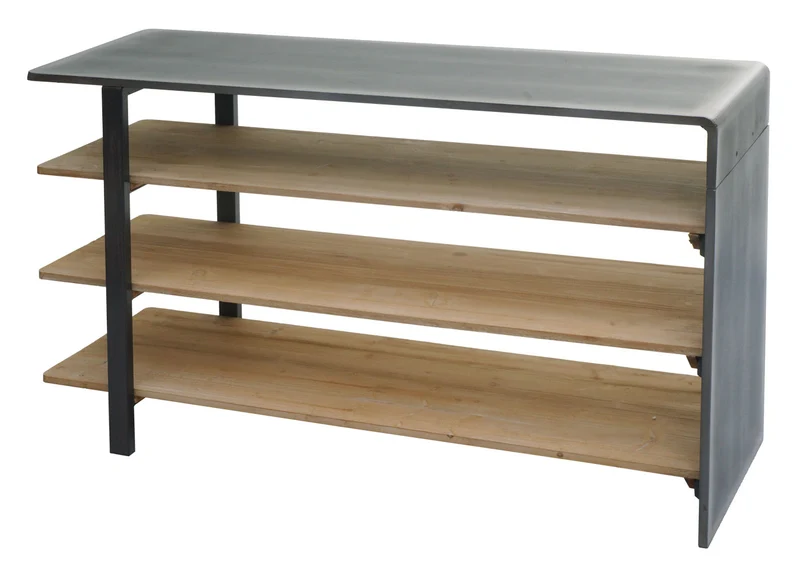 Etagère de séjour bibliothèque étagère à chaussures buffet en bois massif design industriel 72x119x40 cm 04_0006786