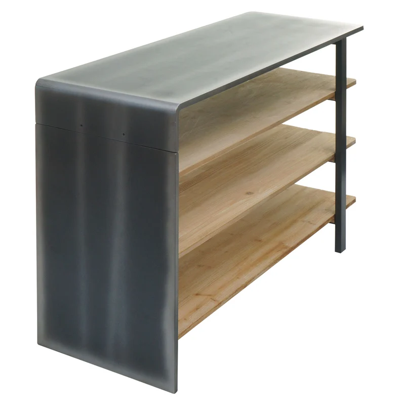 Etagère de séjour bibliothèque étagère à chaussures buffet en bois massif design industriel 72x119x40 cm 04_0006786