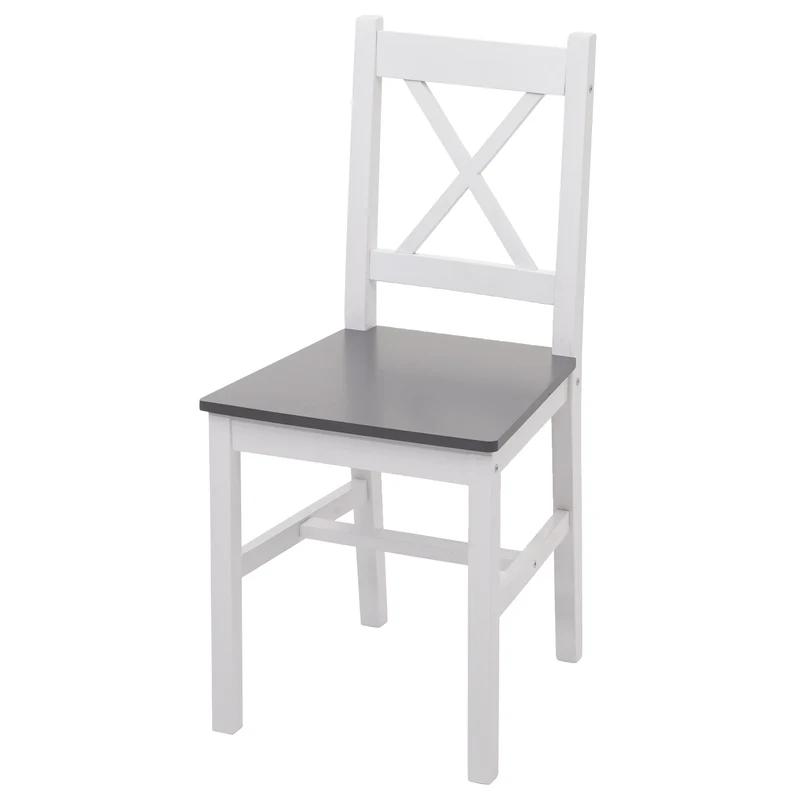 Lot de 4 chaises avec table de salle à manger ou cuisine design simple en bois blanc 04_0006732