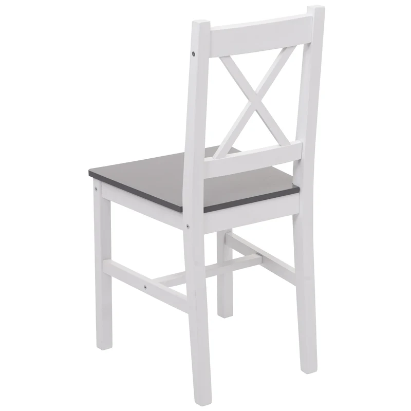Lot de 4 chaises avec table de salle à manger ou cuisine design simple en bois blanc 04_0006732