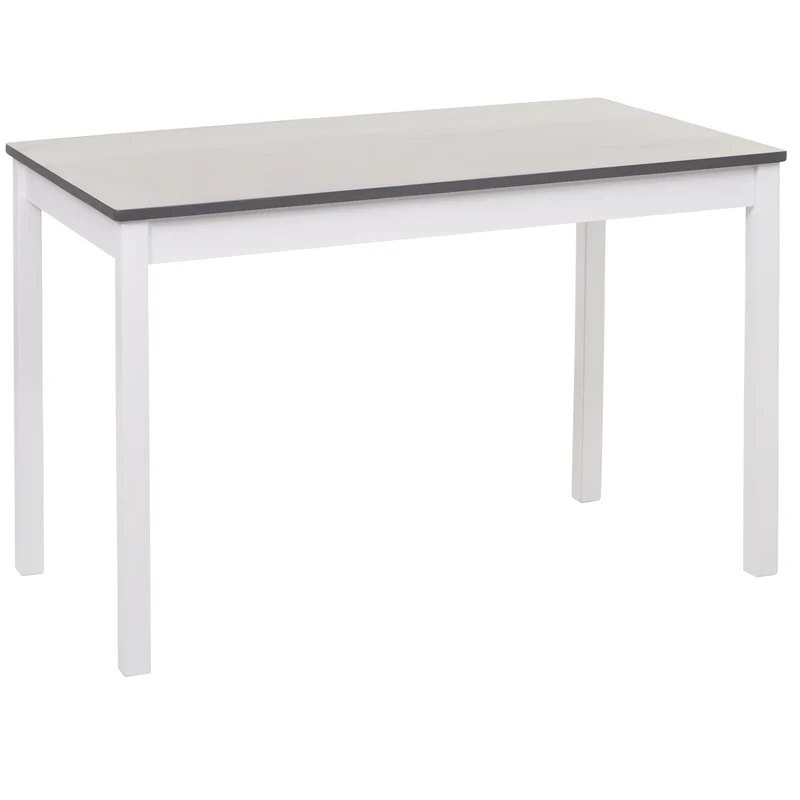 Lot de 4 chaises avec table de salle à manger ou cuisine design simple en bois blanc 04_0006732