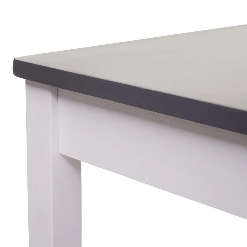 Lot de 4 chaises avec table de salle à manger ou cuisine design simple en bois blanc 04_0006732