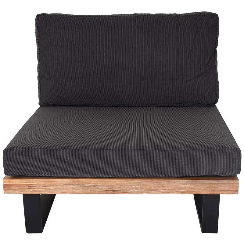 Fauteuil lounge de jardin en bois d'acacia marron et aluminium coussin gris foncé 04_0006845