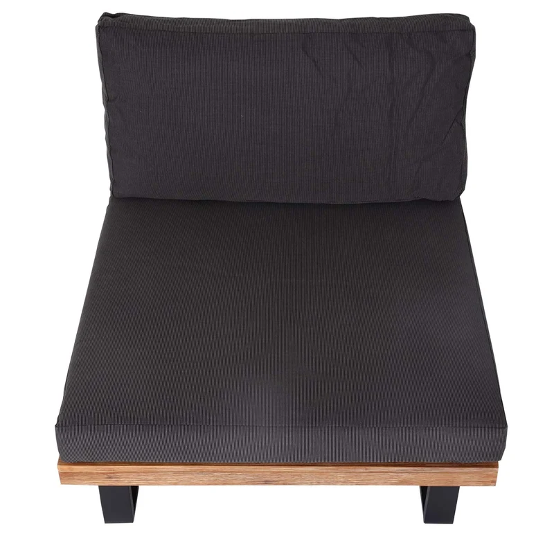 Fauteuil lounge de jardin en bois d'acacia marron et aluminium coussin gris foncé 04_0006845