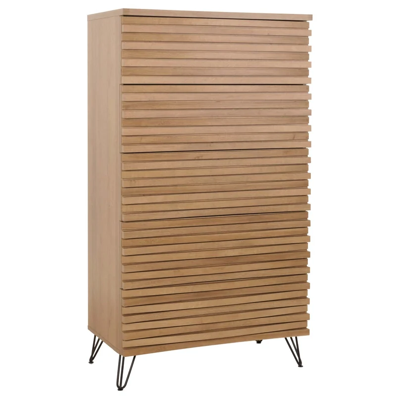 Commode meuble haut design 3d 5 tiroirs en bois manguier et métal 145x80x44 cm 04_0006528