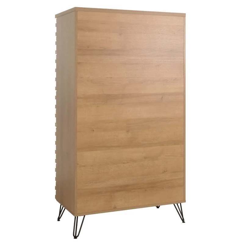 Commode meuble haut design 3d 5 tiroirs en bois manguier et métal 145x80x44 cm 04_0006528