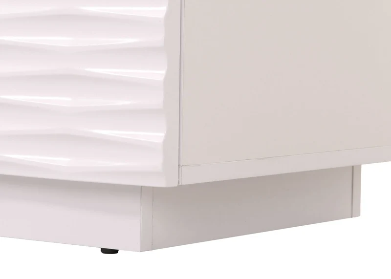 Commode armoire buffet 6 tiroirs design 3d ouverture par pression en bois massif de manguier MDF 81x120x42 cm blanc brillant 04_0006529