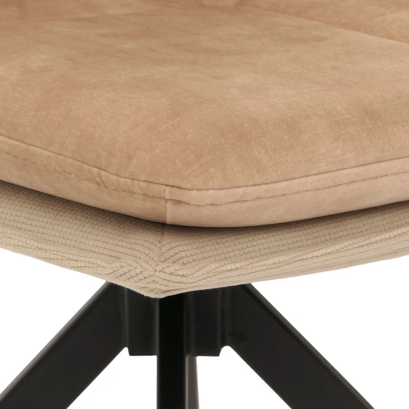 Ensemble de 2 chaises de salle à manger rotative pieds métallique assise en tissu beige coutures décoratives 04_0006620