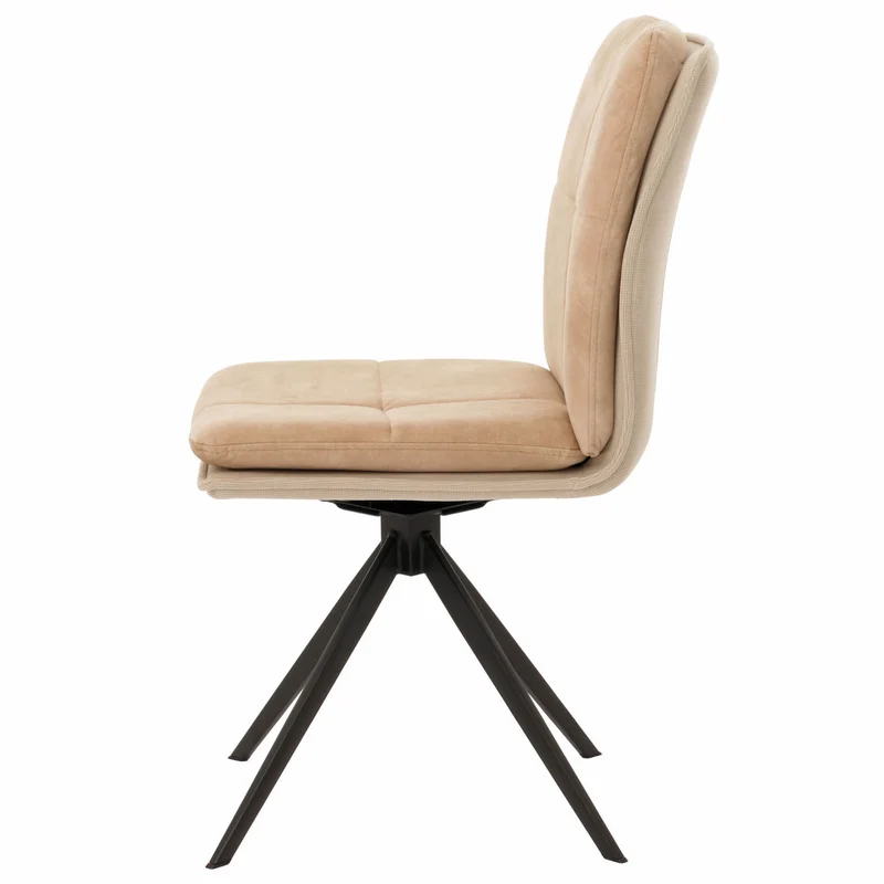 Ensemble de 2 chaises de salle à manger rotative pieds métallique assise en tissu beige coutures décoratives 04_0006620