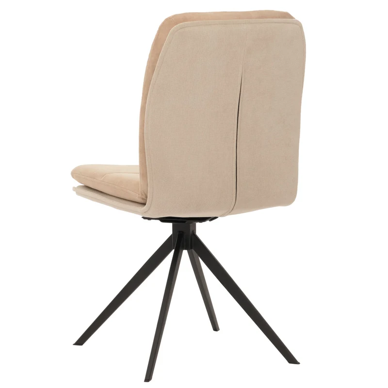 Ensemble de 2 chaises de salle à manger rotative pieds métallique assise en tissu beige coutures décoratives 04_0006620