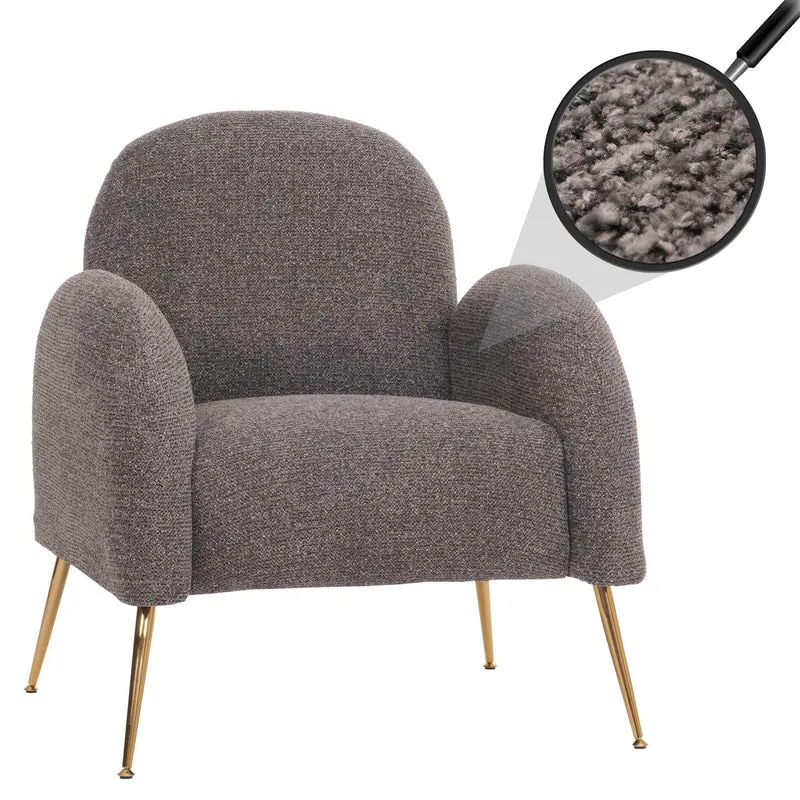 Fauteuil lounge cocktail rétro tissu chenille gris foncé rembourrage extra épais de 22 cm 04_0006859