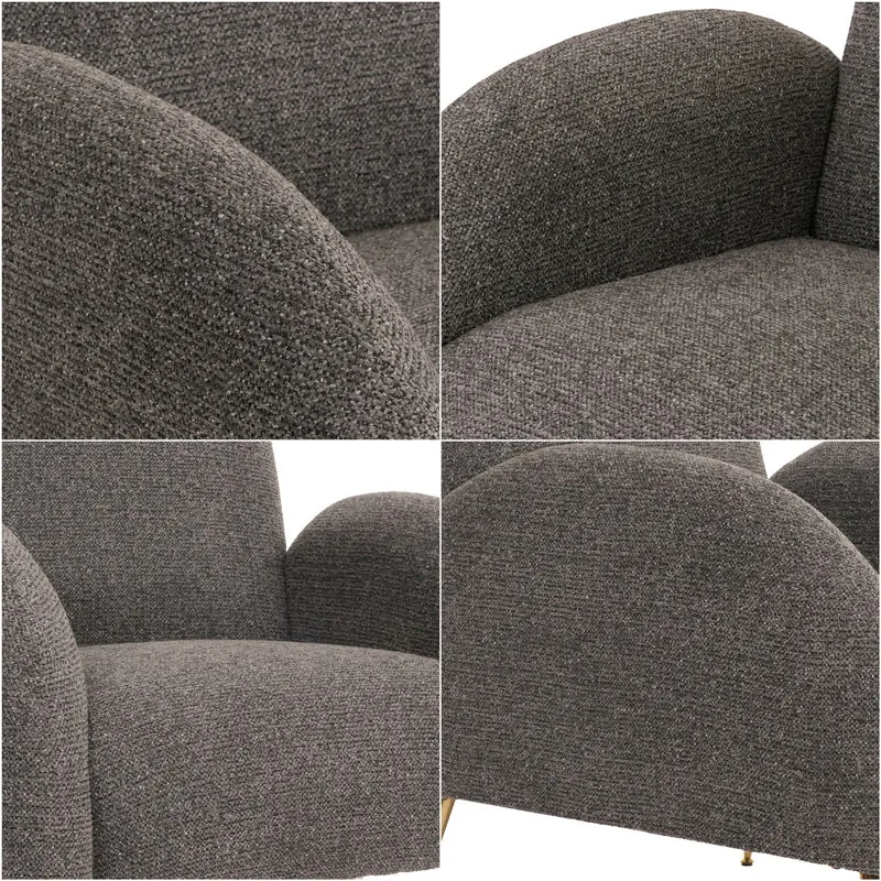 Fauteuil lounge cocktail rétro tissu chenille gris foncé rembourrage extra épais de 22 cm 04_0006859