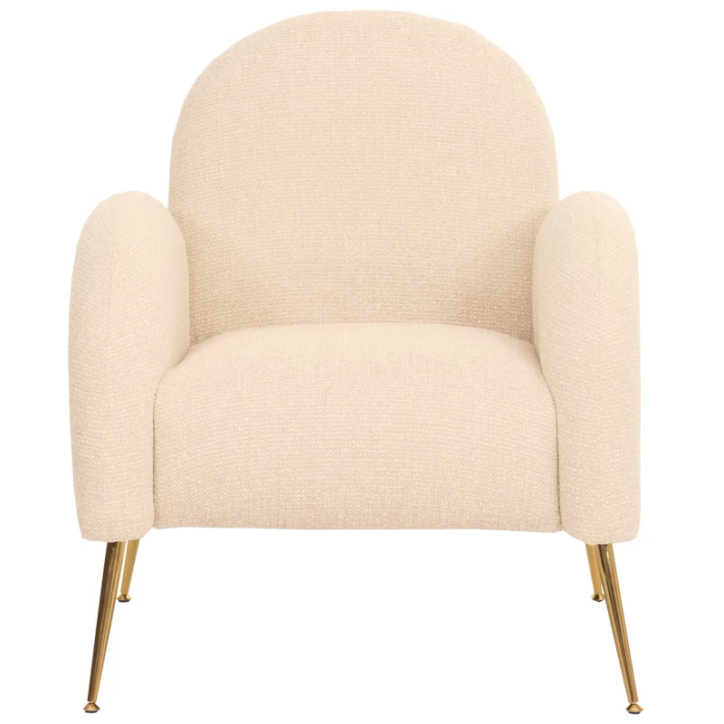 Fauteuil lounge cocktail rétro tissu chenille crème rembourrage extra épais de 22 cm 04_0006858