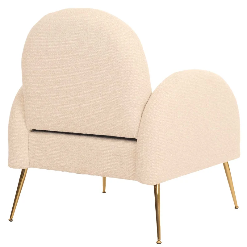 Fauteuil lounge cocktail rétro tissu chenille crème rembourrage extra épais de 22 cm 04_0006858