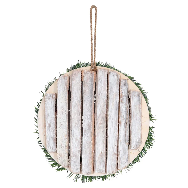 Couronne de porte décorative décoration de noël pommes de pin bois ronde diamètre 30 cm 04_0006551