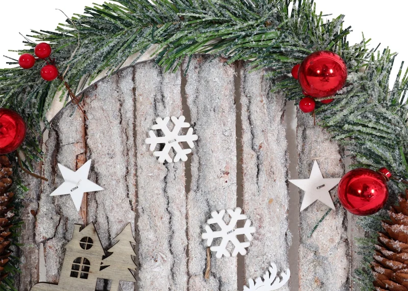 Couronne de porte décorative décoration de noël pommes de pin bois ronde diamètre 30 cm 04_0006551