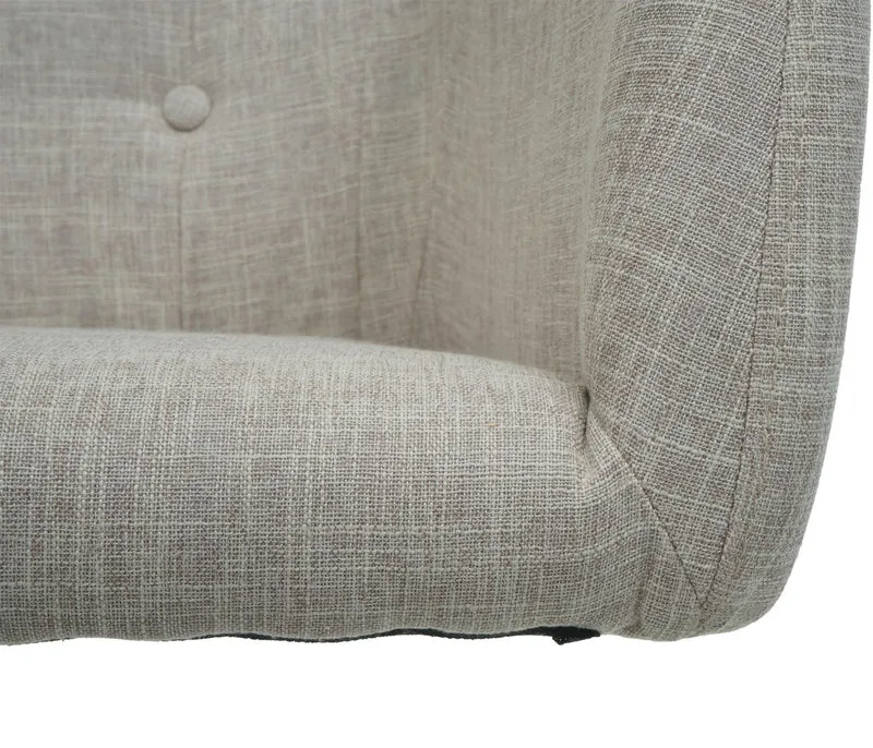 Chaise de salle à manger avec accoudoir siège rotatif réglable en hauteur métal textile crème 04_0006345