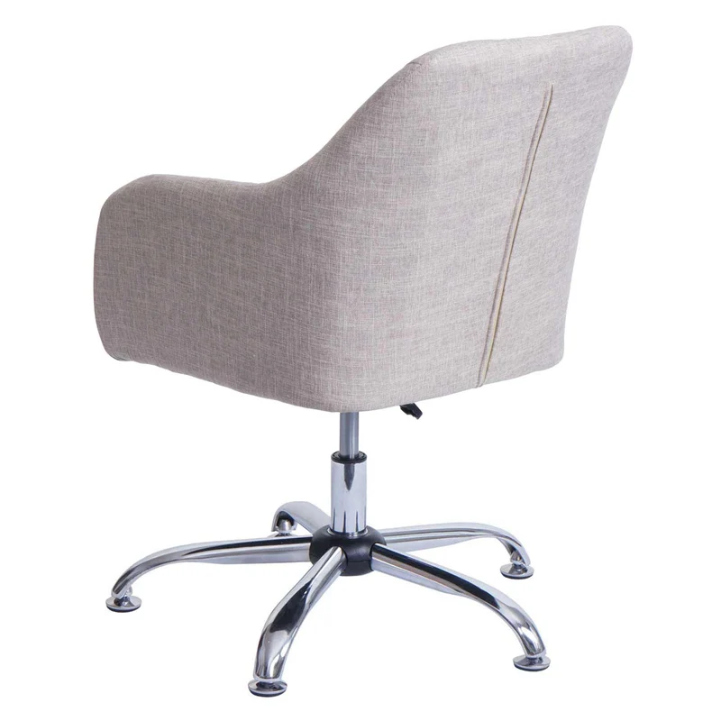 Chaise de salle à manger avec accoudoir siège rotatif réglable en hauteur métal textile crème 04_0006345