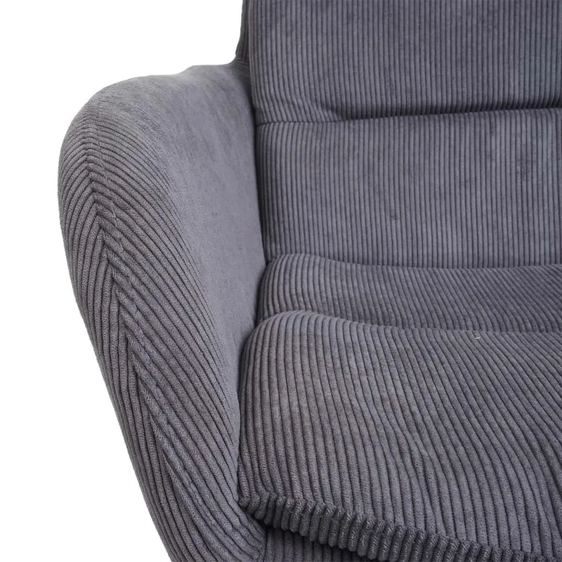 Chaise de salle à manger x1 avec accoudoirs pivotante en tissu gris coutures décoratives 04_0006338
