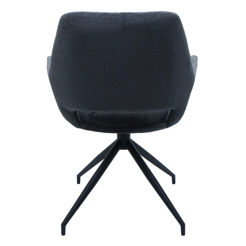 Chaise de salle à manger x1 rembourrée avec accoudoir rotatif en tissu gris foncé et métal 04_0006350