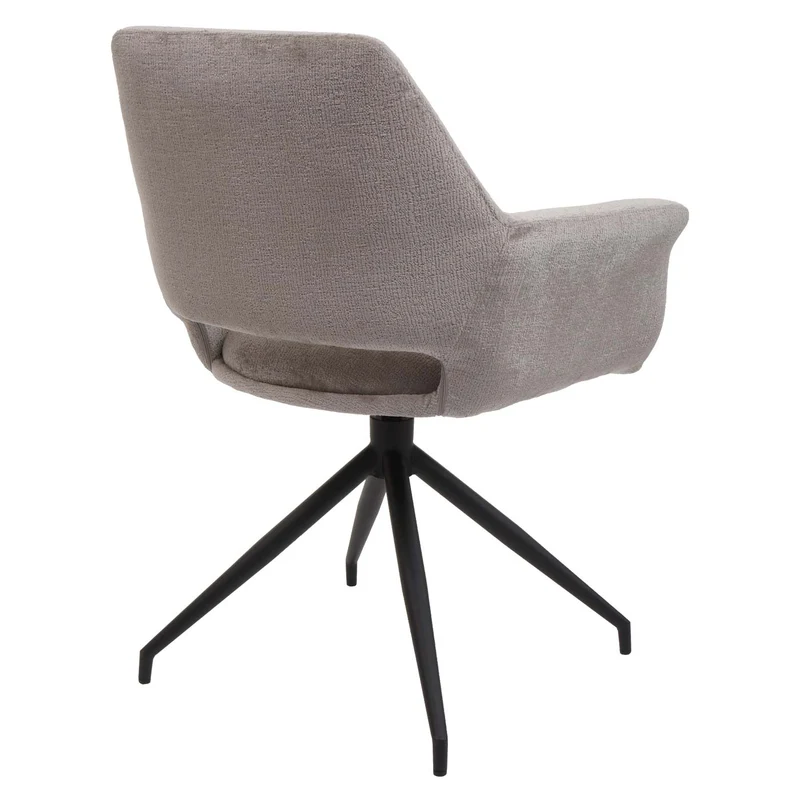 Chaise de salle à manger x1 rembourrée avec accoudoir rotatif en tissu taupe et métal 04_0006348
