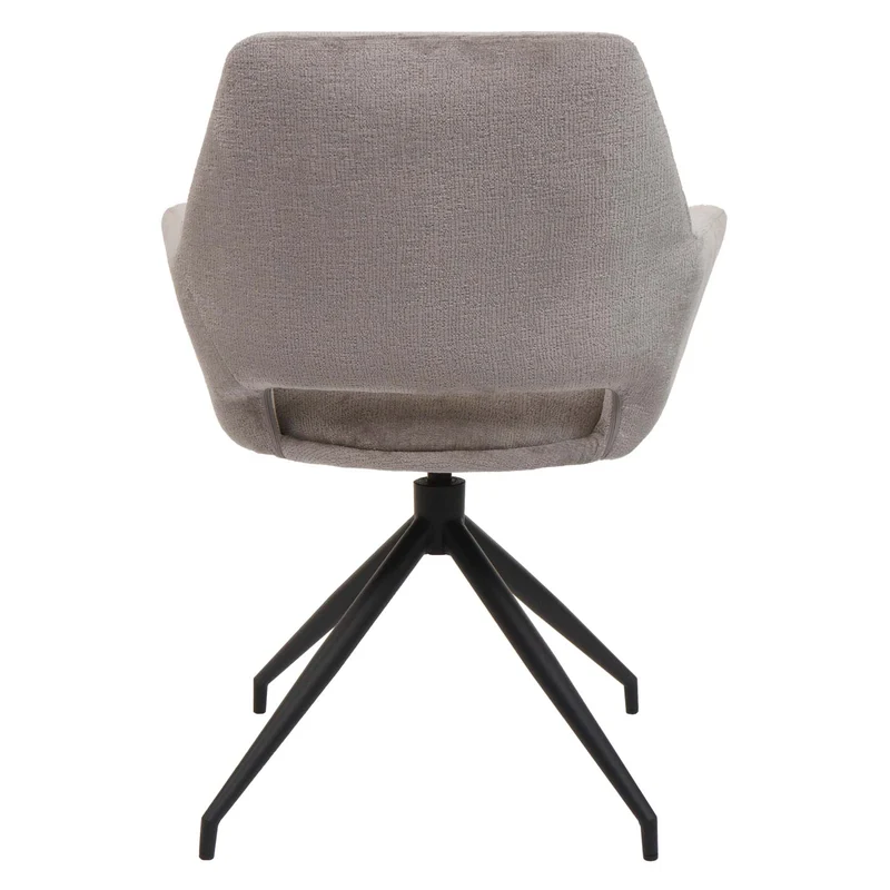 Chaise de salle à manger x1 rembourrée avec accoudoir rotatif en tissu taupe et métal 04_0006348