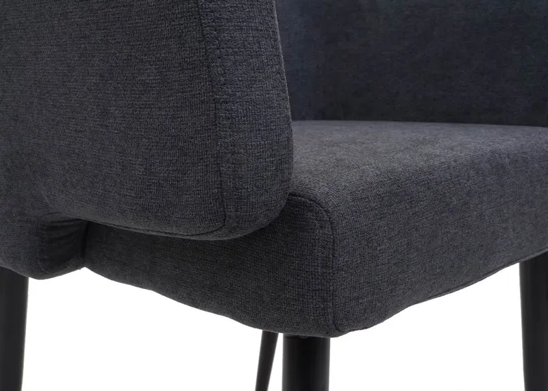 Chaise de salle à manger rembourrée avec accoudoir tissu/textile anthracite et métal 04_0006341